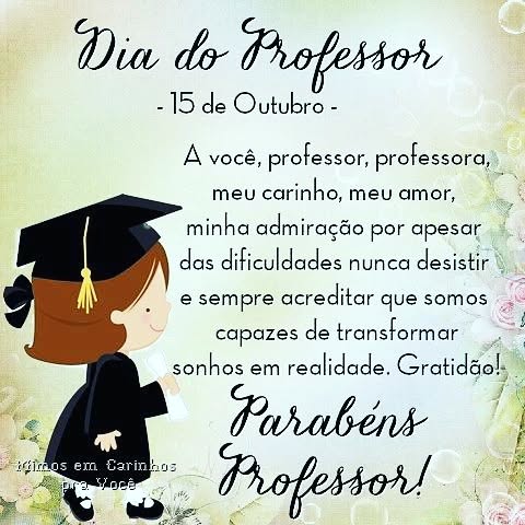 Hoje é dia de aplaudir todos aqueles que dedicam a vida a ensinar com tanto amor e carinho!
Professores Parabéns pelo seu dia, abençoados sejam todos vocês que compartilham o seu conhecimento e experiência, inspirando crianças, adolescentes e adultos!
"15 de Outubro dia do Professor"
#vemprorodhum
#diadosprofessores
#diadomestre
#ensinofundamental1e2