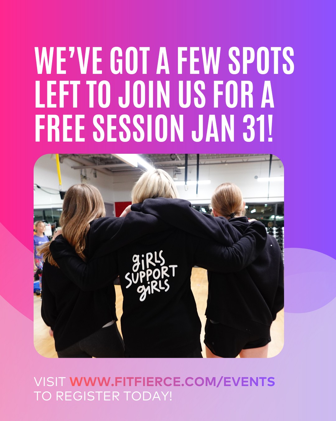 We’re almost full 👀✨
There are just a few spots left for our FREE Fit+Fierce sessions on January 31.
Come move, connect, and see what Fit+Fierce is all about, no commitment, just vibes.
Goodlife Sherwood Park @ 1 PM & Goodlife Rabbit Hill @ 5:30 PM
Ages 13+
Save your spot at fitfierce.com/events