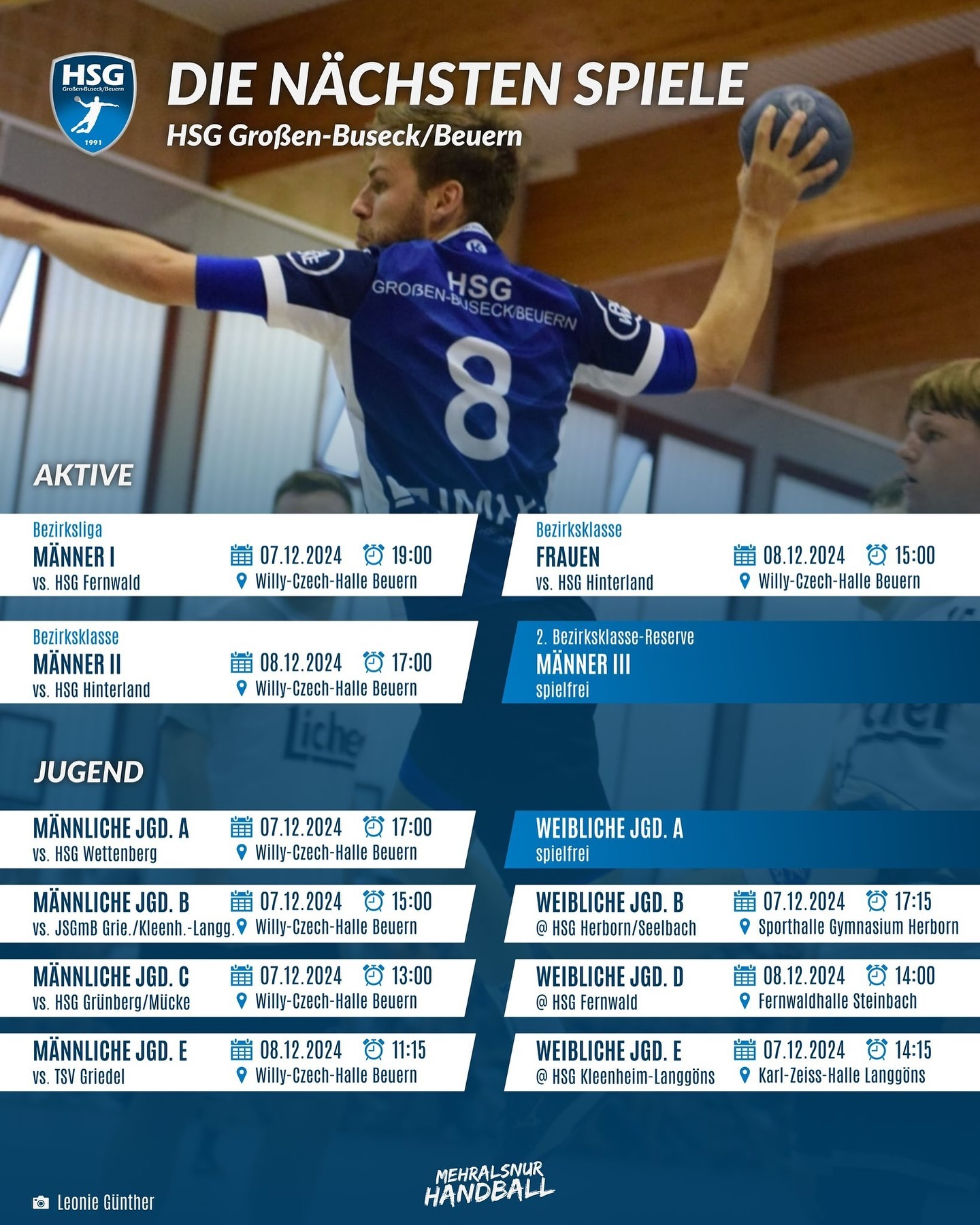 Die Spiele vom Wochenende
#MehrAlsNurHandball
#HSGBuseck
#Handball