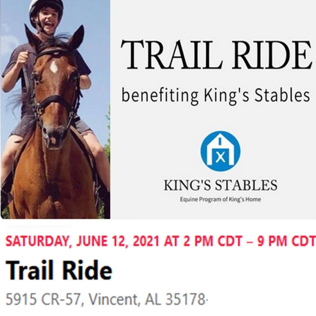 Join us on June 12 at 2 pm. Our website News page has details. Dinner, bonfire and smores included. #kingsstables #benefitride #alabamatrails #alabamahorses