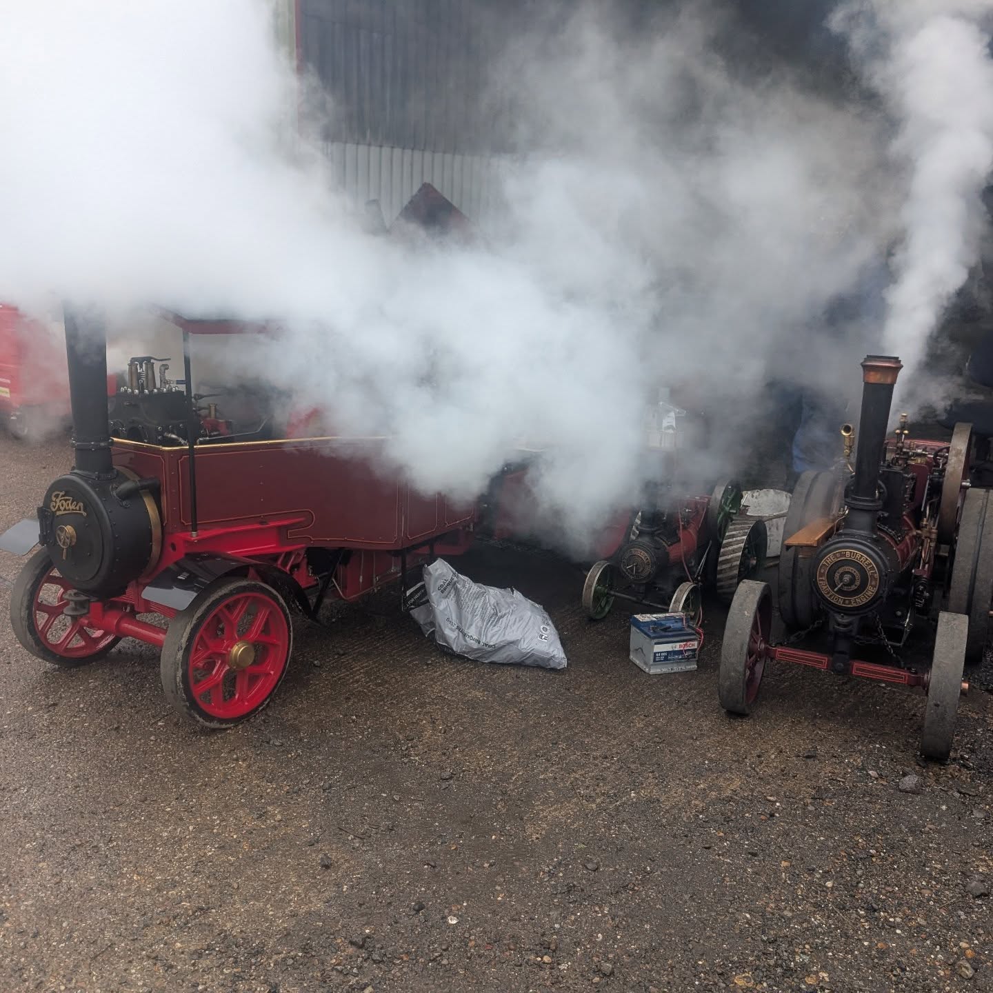That was a busy 5 minutes! All 3 engines lifted at the same time on boiler test!
Hiding in the middle is the cracking little 3" Burrell we have listed for sale so she is now ready for a new home. The 4" Burrell was an annual test for a customer and the Foden it's first hydraulic and steam test since completion.
If you need your engine tested please give us a call, we use an independent examiner who visits on a monthly basis. We can do the dirty bit and prep and test it for you (can also help with transport) or you can bring your engine along yourself with the benefit of having our workshop there to sort any last minute problems out.
3" Burrell link: https://www.legacyvehicles.co.uk/miniatures/3%22-burrell-traction-engine
.
.
.