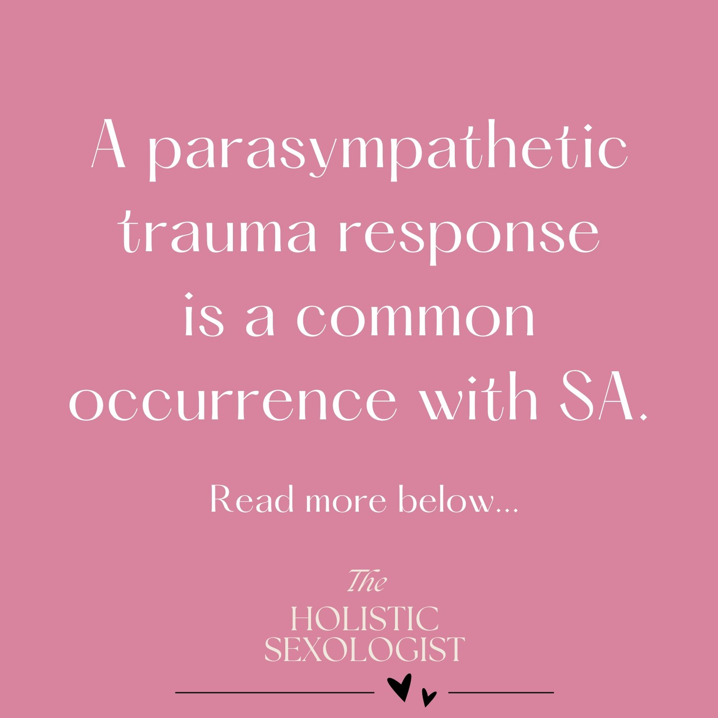 Many survivors of SA report ‘freezing’ during an assault. This is an involuntary response to a threat which can prevent a victim from actively resisting, and that it occurs throughout biology.
Freezing demonstrates a healthy survival instinct as research shows that people who fight or attempt to flee are more likely to sustain more physical injuries.
So many survivors are unaware that their body truly attempted to keep them as safe as possible by going into this parasympathetic trauma response.
And without this knowledge guilt, shame and confusion can play a big part in hindering recovery and healing.
#traumahealing #traumarecovery #nervoussystemhealing #traumainformedcare #traumainformedpractice