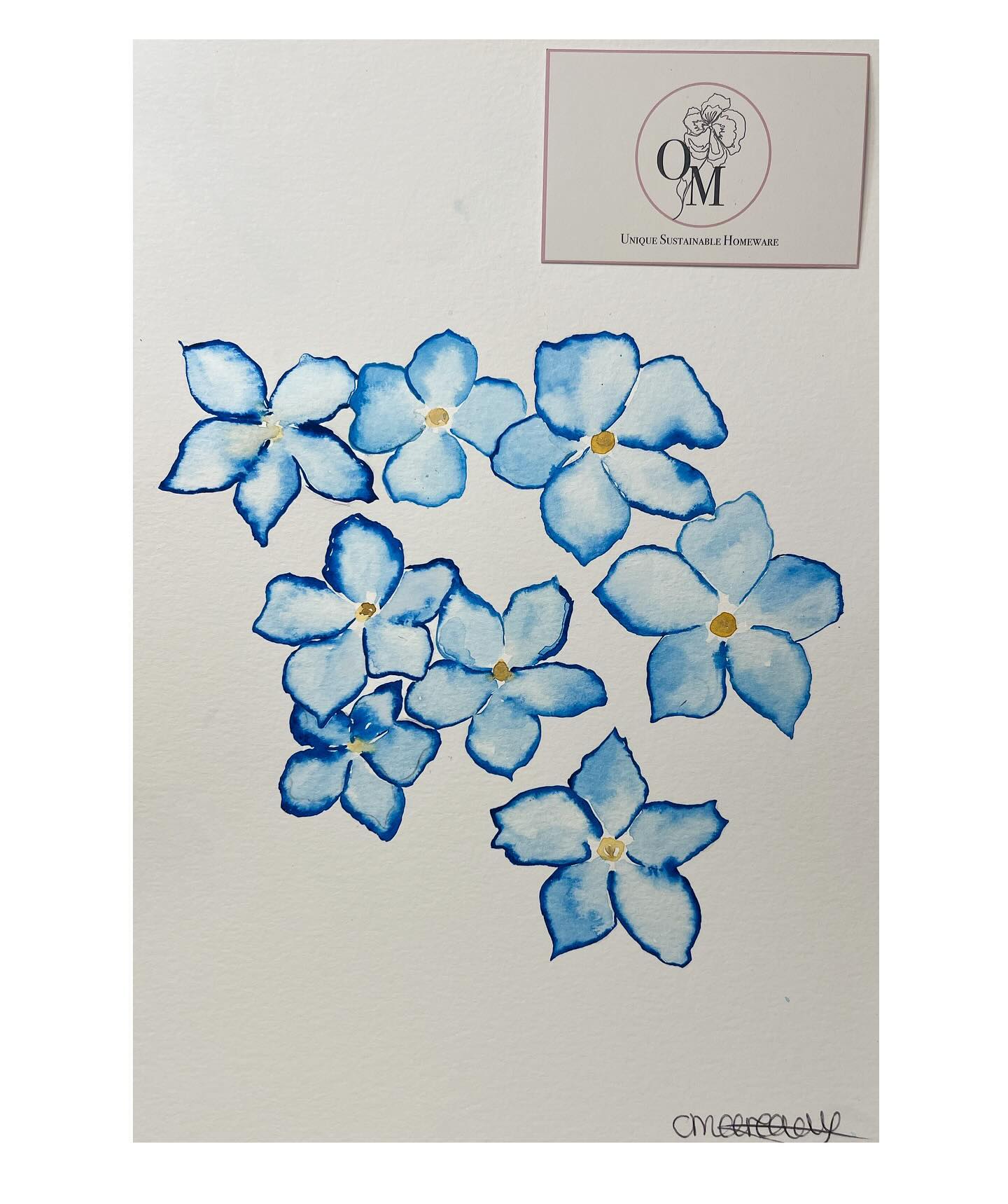 Wood Forget Me Not flowers. Watercolour painting with minimal detail. #handpainted #watercolour #windsorandnewtonwatercolor #floraltextiles #britishflowers #britishflowerart #textiles #smallbusiness