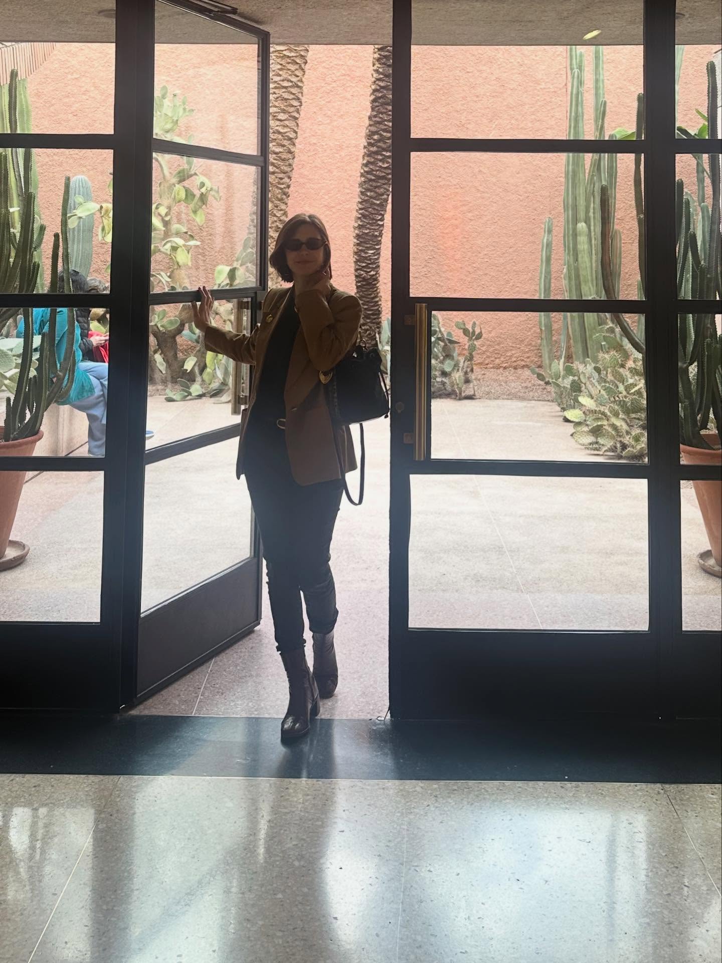 wearing my vintage #yslblaser while Visiting #yslmuseum & #yslresidence #and new beautful vintage inspired @ysl #yslbelt in Marrakesh! such a lovely day