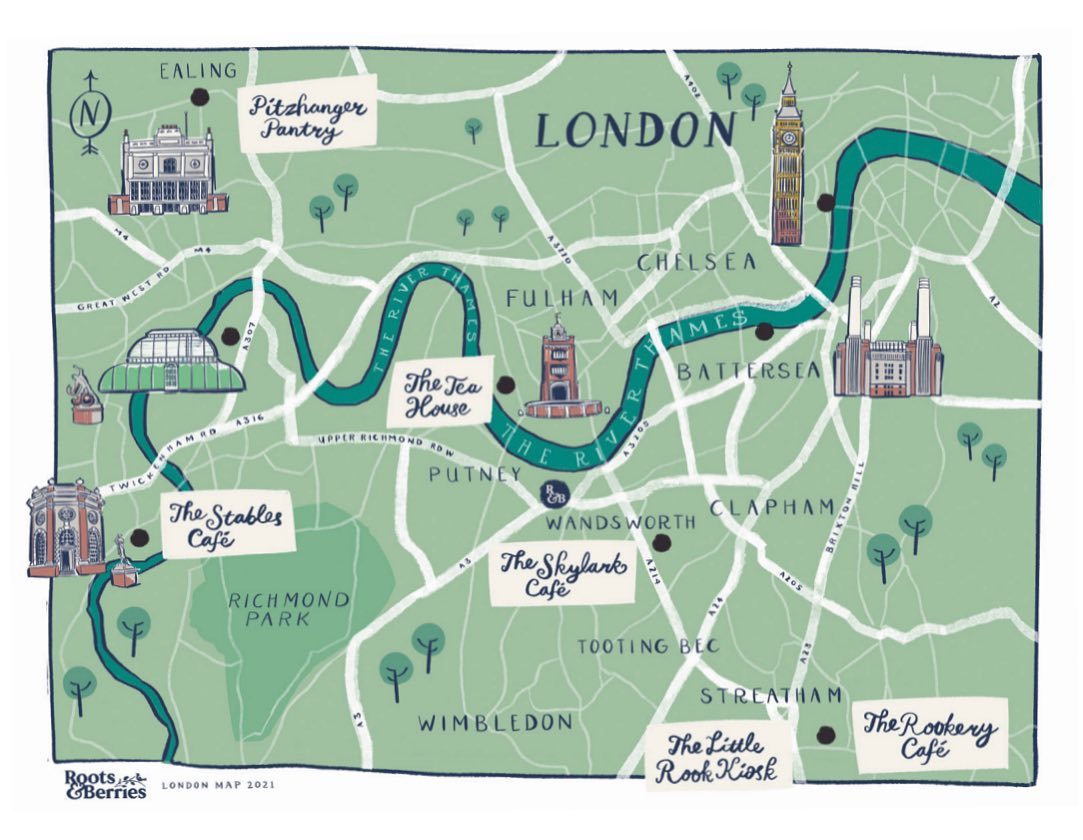 All six of our lovely cafes in London’s green spaces 🌳 are open throughout this wonderful bank holiday weekend and we believe beautiful parks and good food and drink should go hand in hand! So if you are out enjoying this gorgeous sunshine why not start or end your walk with us.
Whether you are on a duck-feeding* adventure near to @theskylarkcafe on glorious #wandsworthcommon or taking riverside wanders @bishopsparkteahouse and @orleanshousecafe, or a stroll in the glorious 🌸 walled garden next door to @therookerycafe, you’ll find us waiting for you with a great coffee and something chef-made and scrumptious, to eat.
Please check individual cafe websites for opening times, you can link to each via our website in the bio. Or drop us a DM!
With great thanks to awesome @matblackstudio for the fantastic inky map artwork.
*pop in and buy a bag of our duck & swan food, better for wildlife than bread and all proceeds go to The Friends of Wandsworth Common to keep the area beautiful and naturally diverse.