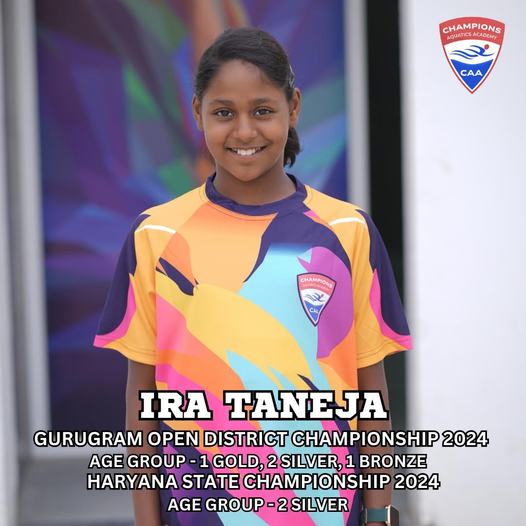 Celebrating Ira Taneja
Letâs hear it for Ira Taneja and her achievements in Gurugram Open District Championship and Haryana State Championship 2024!
Gurugram Open District Championship 2024:
Age Group: 1 Gold , 2 Silver, 1 Bronze
Haryana State Championship 2024:
Age Group: 2 Silver
Letâs come together to congratulate Ira and cheer her on as she continues to reach new heights in her swimming journey! Keep shining, Ira â the best is yet to come!
#IraTaneja #ChampionsAquaticsAcademy #SwimmingStar #GurugramChampion #HaryanaStateChampion #ProudMoment #SwimStrong #Inspiration #AthleteSpotlight #FutureChampion