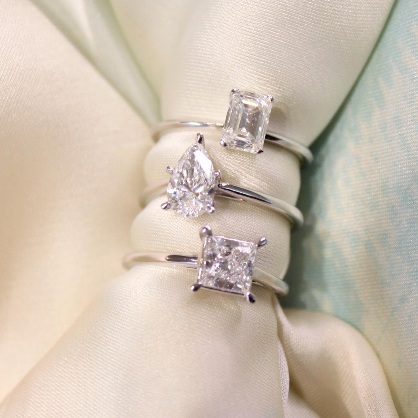 Emerald, Pear and Princess cut 🤍💎