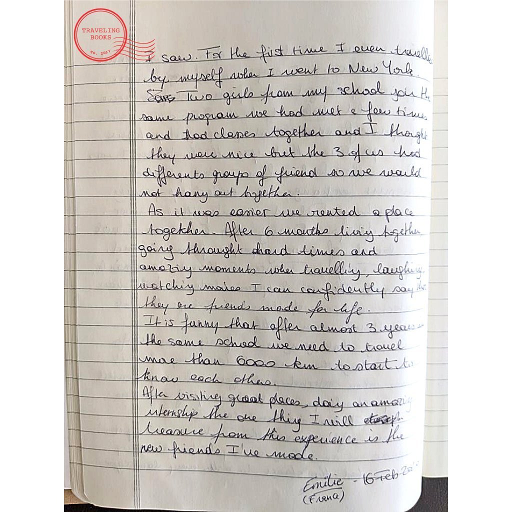 “I saw for the first time I ever travelled by myself, when I went to New York, two girls from my school join the same program. We had met a few times and had classes together, and I thought they were nice. But the 3 of us had different groups of friends so we would not hang out together.
As it was easier we rented a place together. After 6 months living together going through hard times and amazing moments when travelling, laughing, watching movies, I can confidently say that they are friends made for life.
It is funny that after almost 3 years in the same school we need to travel more than 6000 km to start to know each other.
After visiting great places, doing an amazing internship the one thing I will treasure from this experience, is the new friends I’ve made.” By Emilie - 16 Feb. 2020
France.
.
.
.
.
.
.
.
.
#friendships #internships #schoolfriends #handwritten #analog #traveler #toronto #torontotravel #wanderlust #stayhomestaysafe #covid19 #pandemiacoronavirus #humanity
