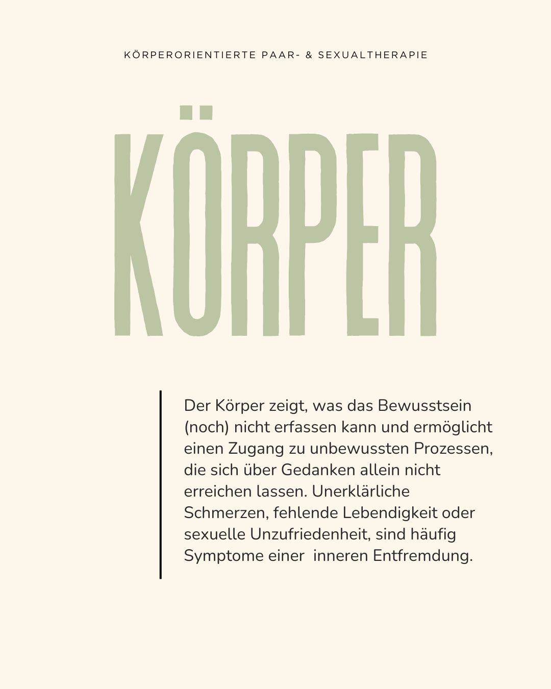 Unser Körper ist ein hochintelligentes System, das weit mehr ausdrückt, als wir bewusst wahrnehmen. Doch immer mehr Menschen entfremden sich von ihren eigenen Empfindungen und stehen irgendwann vor einem Punkt, an dem sie sich selbst nicht mehr spüren.
Unerklärliche Schmerzen, fehlende Lebendigkeit, sexuelle Unzufriedenheit oder das Gefühl, sich verloren zu haben, sind häufige Symptome dieser inneren Entfremdung.
Der Wunsch, dass der Körper „einfach wieder funktionieren“ soll, ist verständlich. Doch oft zeigt sich: Der Körper funktioniert bereits – er drückt genau das aus, was nicht gefühlt oder gehört werden will. Und genau damit arbeiten wir in der Therapie, um besser zu verstehen, was er dir sagen möchte.
#Körperpsychotherapie
#KörperorientiertePsychotherapie #Körperbewusstsein #Achtsamkeit #Selbstwahrnehmung
