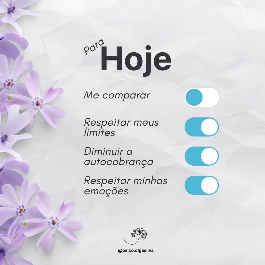 Vamos um dia de cada vez!
É o que podemos fazer de melhor por nós mesmos, diante tantas incertezas.
Por hoje escolha não se comparar, o que faz sentido para o outro não necessariamente vai fazer para você ou se encaixar em sua rotina. Temos necessidades, realidades e privilégios diferentes. Não se cobre por isso.
Respeite seus limites, estamos todos cansados. Você não é preguiçoso por estar sem a mesma energia que tinha antes.
Não se cobre dar conta de tudo, elenque prioridades e faça o que é possível. É cansativo viver no modo "sobrevivência" e tudo que estamos vivenciando já é difícil demais para você ficar se cobrando.
Respeite suas emoções, tem dias em que a tristeza bate ou que a raiva vem. Aprenda a acolher o que você sente de forma saudável. Esta tudo bem, você não se sentir bem de vez em quando!
Cuide-se e se necessário peça ajuda. Não precisamos esperar estar esgotados para isso.
🌻🥰