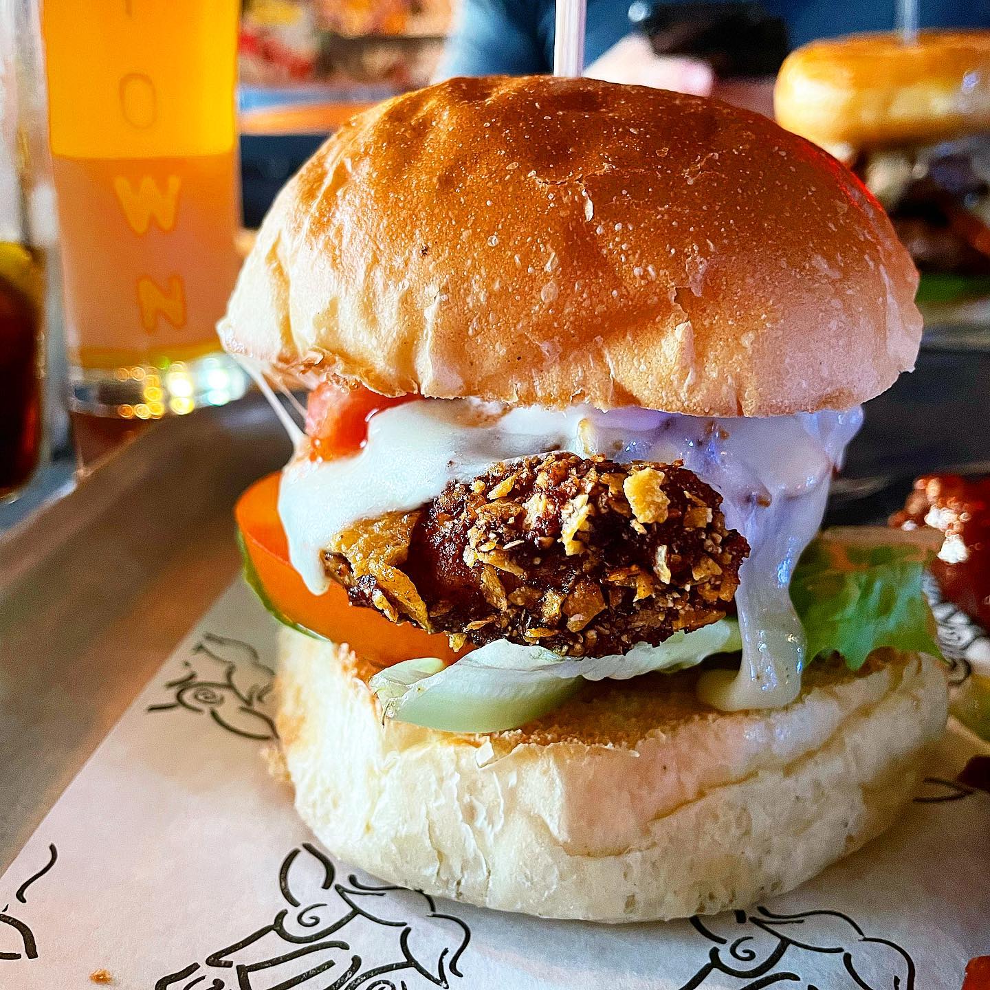 Buttermilk chicken breast coated in chilli heat wave Doritos 🤤 Ready to eat and drink my way through Edinburgh this weekend 🏴