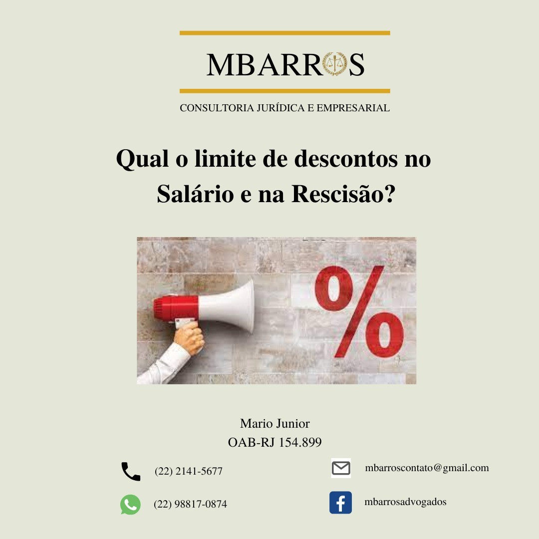 Qual o limite de descontos no Salário e na Rescisão?
Muitos tem dúvidas quanto aos limites legais para se efetuar os descontos no salário dos empregados e, principalmente, na hora da rescisão do contrato de trabalho.
Se, por um lado, é necessário resguardar o mínimo existencial para garantia dos Princípios da Dignidade da Pessoa Humana e da Valorização do Trabalho, por outro não seria justo deixar o empregador no prejuízo por danos ocasionados pelo empregado.
Assim, inicialmente precisamos lembrar que o artigo 462 da CLT dispõe que:
"Art. 462 - Ao empregador é vedado efetuar qualquer desconto nos salários do empregado, salvo quando este resultar de adiantamentos, de dispositivos de lei ou de contrato coletivo."
Ou seja, não se pode efetuar descontos "de qualquer maneira", sendo necessário observar também o que consta no parágrafo primeiro do referido artigo:
"§ 1º - Em caso de dano causado pelo empregado, o desconto será lícito, desde de que esta possibilidade tenha sido acordada ou na ocorrência de dolo do empregado."
Desta forma, é possível efetuar descontos tanto no salário como na rescisão, conforme exemplos a seguir:
=> Cenário 1: desconto no Salário ou Rescisão para pagamento de créditos consignados em folha:
- Limite: até 35% (antes era 30%)
- Base legal: Lei 10.820/2003 e Lei 14.131/2021
=> Cenário 2: desconto no Salário referente à adiantamentos, planos de assistência médica, odontológica, seguro e previdência privada, ou por culpa do empregado (imprudência, negligência ou imperícia):
- Limite: até 70% de desconto
- Base legal: artigo 462, §1º da CLT, Súmula 342 do TST e Orientação Jurisprudencial nº 18 do TST
=> Cenário 3: desconto na Rescisão por danos ocasionados por culpa do empregado (imprudência, negligência ou imperícia):
- Limite: um mês de remuneração do empregado
- Base Legal: artigo 477, §5º da CLT
=> Cenário 4: desconto na Rescisão por danos ocasionados com dolo: neste caso, NÃO há necessidade de acordo prévio, porém o empregador precisa provar a intenção do empregado em lesar a empresa:
- Não haverá limites no desconto
- Base Legal: artigo 462, §1º da CLT
*****
www.mbarrosadvogados.com.br
#direito
#trabalho
#descontoslegais