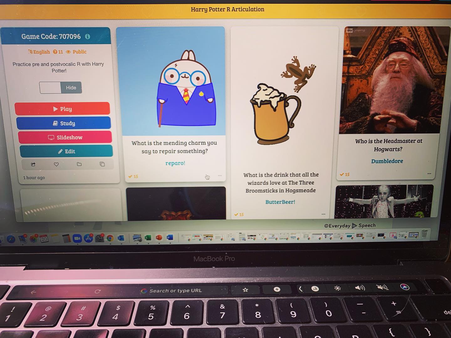 Have you ever planned a special activity and your client/student cancels last minute? Hopefully it does not happen often! Anyway I made a quick and dirty (or magical?) /r/ Harry Potter themed articulation practice on bamboozle! Bamboozle is one of my fave sites to use in teletherapy. I hope some of you wonderful SLPs find it handy today! Have a magical day! 🪄 ⚡️ Bamboozle game code: 707096