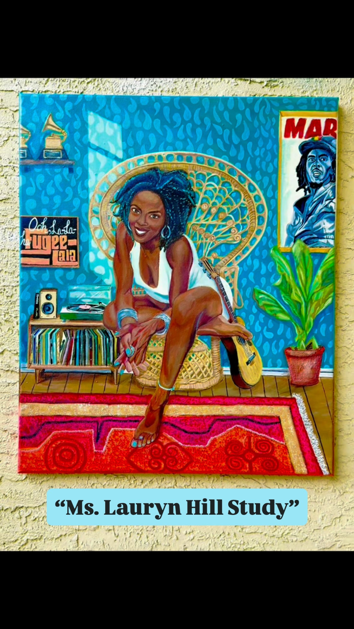 “Ms. Lauryn Hill Study”
20x24 Acrylic on canvas
I started this commission last year, and it’s finally finished! The client asked for ‘98 MLH and Mr. Bob Marley in one painting. My first thought was how to combine these two icons, who share a family connection yet are decades apart, into one painting. My solution was to create a study room, a safe space where Ms. Hill can just be, create, and vibe. I also wanted to show some of her accomplishments from the “Miseducation” era. As for Mr. Marley, I wanted to use a poster from his critically acclaimed ‘76 Rastaman Vibrations international Tour, one of many pivotal accomplishments of his legacy.
#aycrilicpainting #portaitpainting #novafro_prods #mslaurynhill #bobmarleyandthewailers