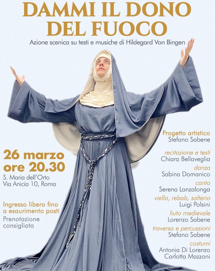 Azione scenica in un atto e sette quadri per voce recitante, coreutica, soprano, baritono, strumenti medievali, su testi e musiche di #hildegardvonbingen (Ildegarda di Bingen). Produzione del Festival Spiritualia. Prima esecuzione assoluta.