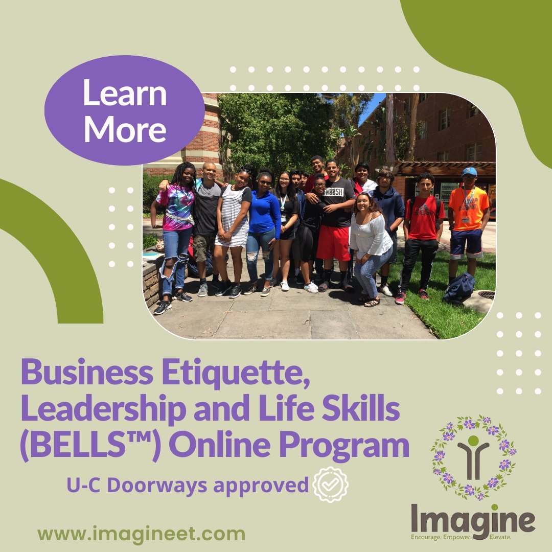 Give your student the advantage they deserve with our innovative Business Etiquette Leadership and Life Skills (BELLS™) program! Through the program, student's learn to unlock their competitive edge and potential.
Perks of the program include:
1. U-C Doorways approved: Earn FIVE credits towards high school graduation.
2. Gain essential life skills for success in the business world.
3. Expert IEIC instructors with renowned Career Technical Education (CTE) Teaching Credentials.
IEIC prepares your child for a bright future with BELLS™. Enroll today and set them on the path to academic excellence and career readiness! The next session will be held in November.
Click the link in the bio for more information.
#IEICBELLS #StudentSuccess #CTEeducation #FutureLeaders #ImagineEtiquette