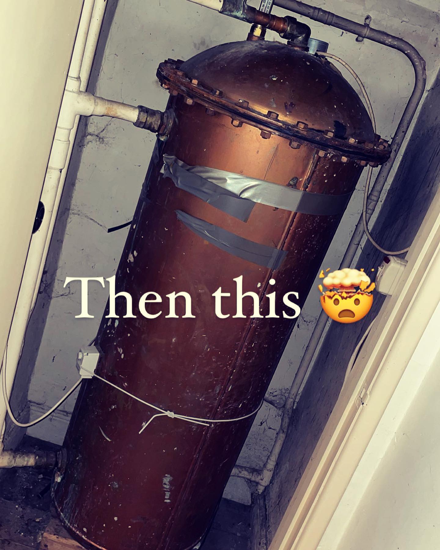 This was possibly the oldest and heaviest cylinder I have ever removed #plumbing #copper @lawtontubes