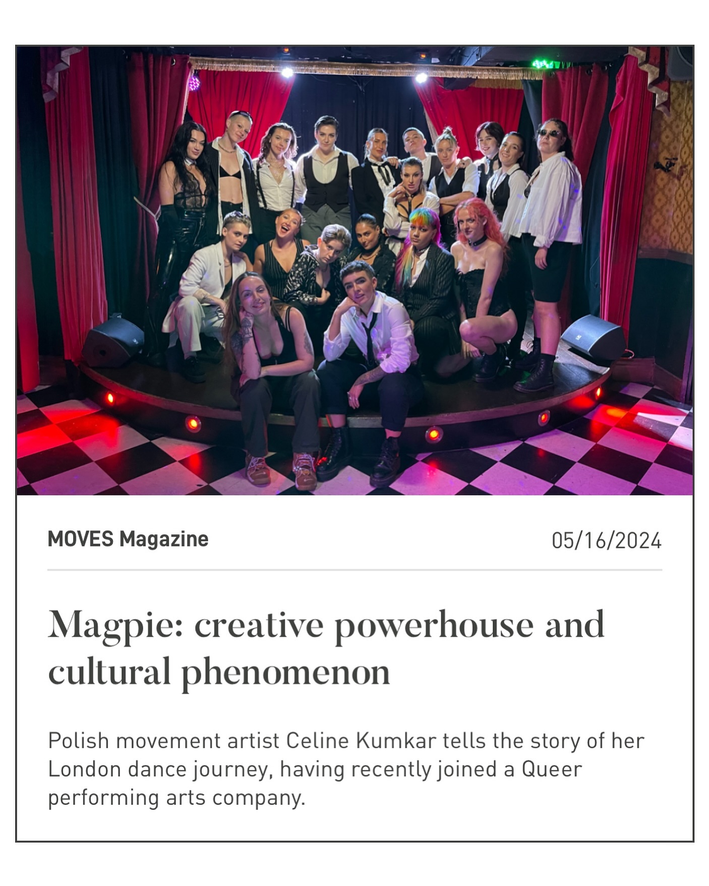 Thank you for the write up @movesmagazine
Some words and moments shared by one of our dancers from our most recent ‘Vulgar’ shoot.
🔗 link in our bio
#magpie