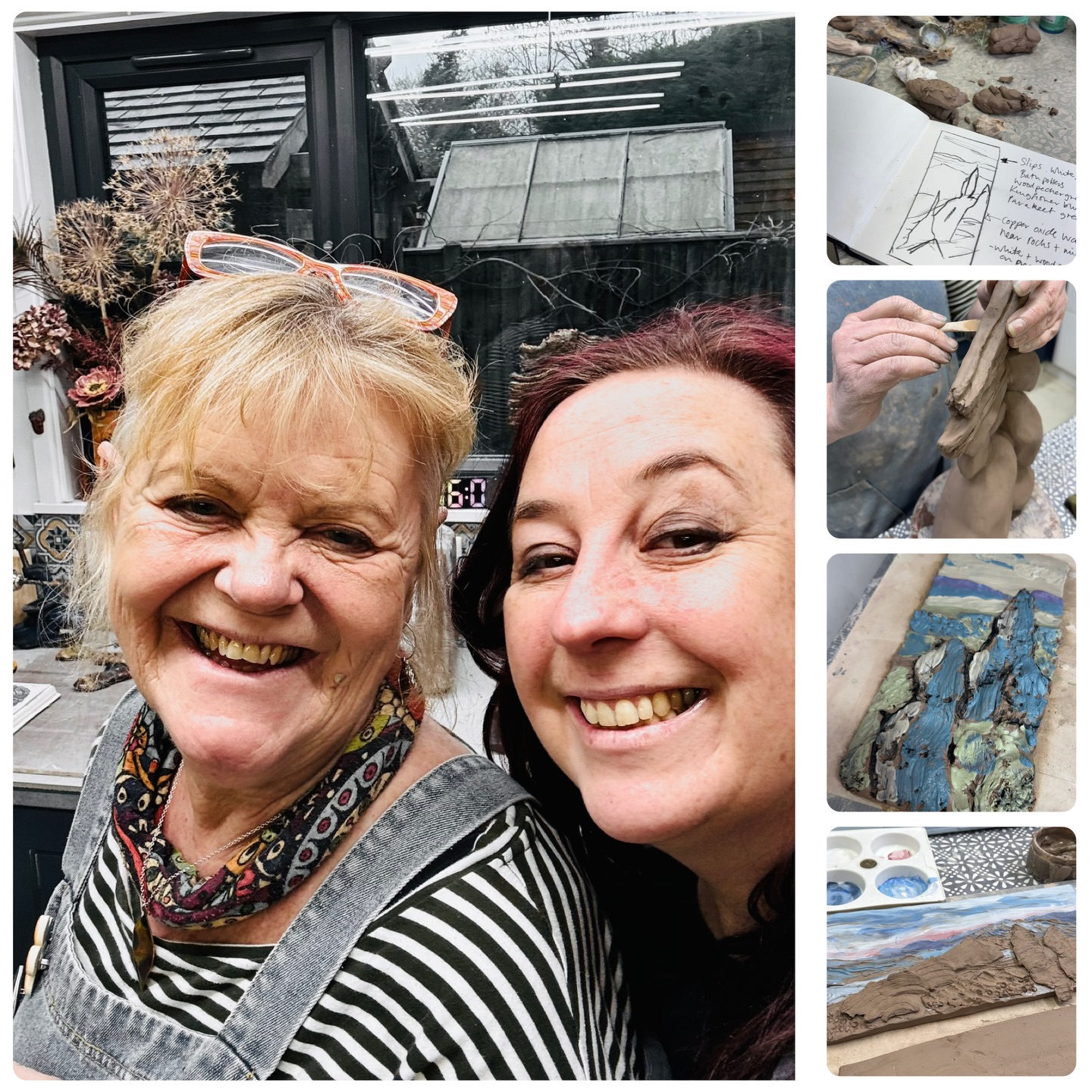 Some days you just gotta get together with your pottery pals and have a making and experimenting day. Thanks @juliemellorpats for a fabulous day playing in your studio.
I spent the day learning more about slips and underglazes and 3d slabs as I want to make Scottish landscape wall pieces, whilst Julie created some stunning beach and bird sculptures😍
#womeninbusiness #supportlocal #potterypals #potteryclassesdorking #pottersofinstagram