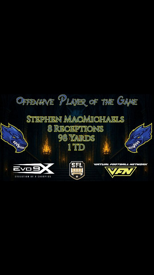 Our @evo9x Week 1 Offensive Player of the Game:
Stephen MacMichaels
#89
Tight End
He had a huge day! Congrats!
#MakeAnImpact #HowlAtTheMoon #LycAngeles #NewMoon #CTN #ChangeTheNarrative #Fortress #Evo9X #Szn26