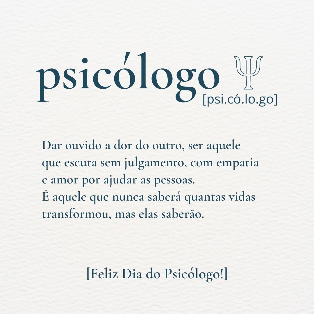 Feliz dia do psicólogo a todos nós que exercemos essa profissão incrível com tanto amor, dedicação e empatia. Que possamos sempre evoluir e nunca esquecer a importância da psicologia em nossas vidas!
Feliz dia do psicólogo 💙
Psicóloga Leticia Dantas
CRP 06/203310
