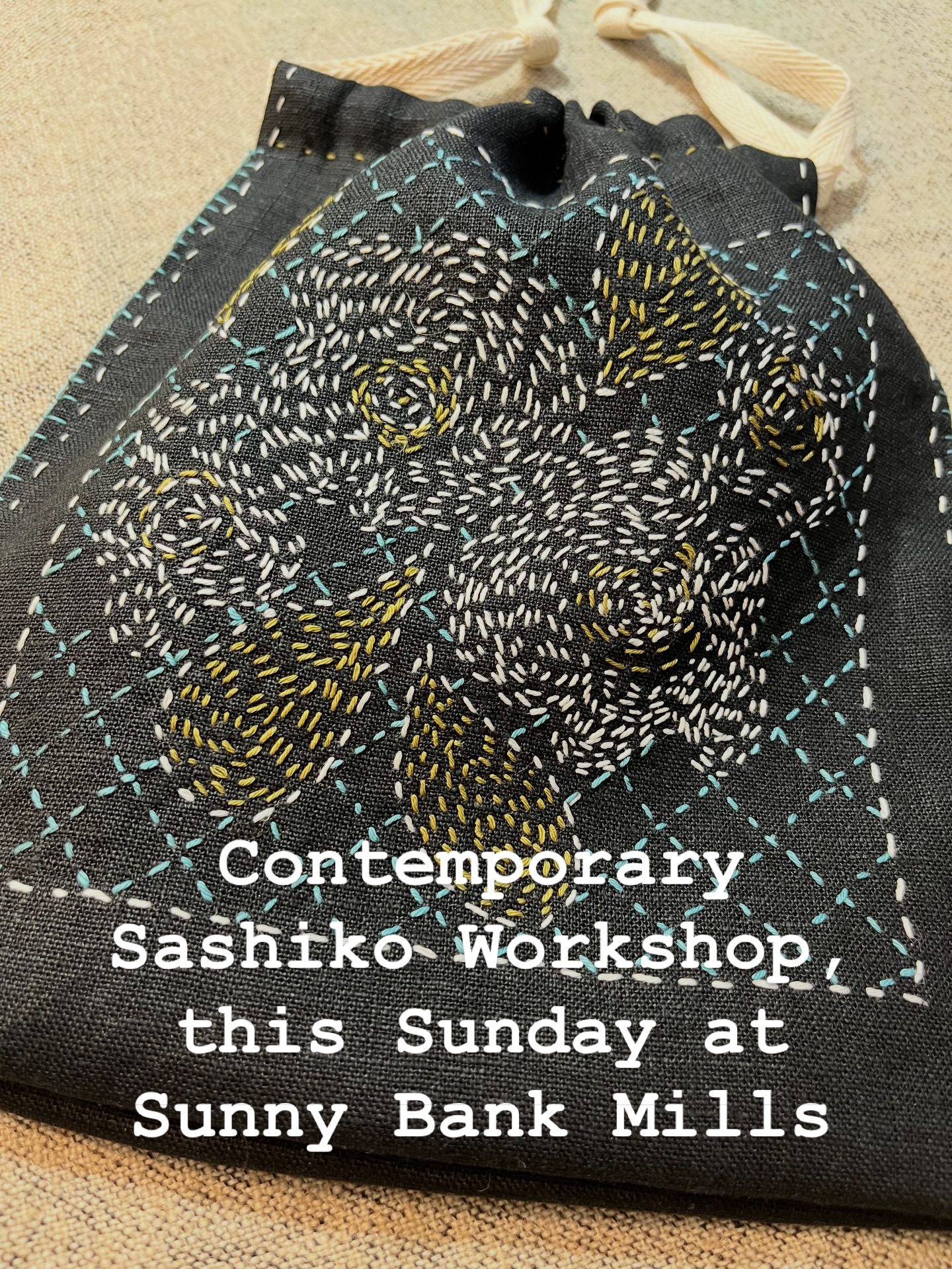 What are your plans for the weekend?
Beat the January blues with stitching therapy .... There are just a few places remaining on the Contemporary Sashiko workshop @sunnybankmills on Sunday.
All materials are included, you will receive a Sashiko embroidery kit with a choice from four of my new designs.
Beginners are very welcome. My kits aim to remove extraneous steps, making this an achievable way to do this beautiful style of embroidery.
We will be using Daruma threads, Olympus sashiko needles, and pure linen to make a very handy lined drawstring bag, or cushion, or any number of things, all will become clear in the workshop.
To book your place go to the Sunny Bank Mills website.
#sashikoworkshop #darumasashiko #sunnybankmills