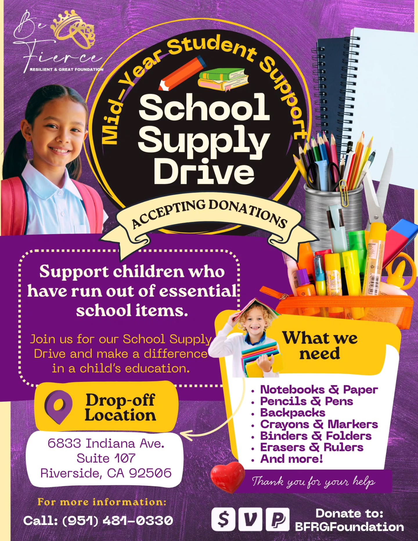 ๐ Mid-Year Student Support & School Supply Drive ๐
Many students start the school year prepared but halfway through, supplies run out.
BFRG Foundation is stepping in to help students finish the year strong.
This drive supports children in need with:
โ๏ธ Backpacks
๐ School supplies
๐๏ธ Academic essentials
Together, we can help students stay confident, focused, and ready to learn.
Want to donate or get involved?
๐ฉ Message us or visit the link in our bio.
#MidYearSupport #SchoolSuppliesMatter #SupportOurStudents #BFRGFoundation #CommunityCare