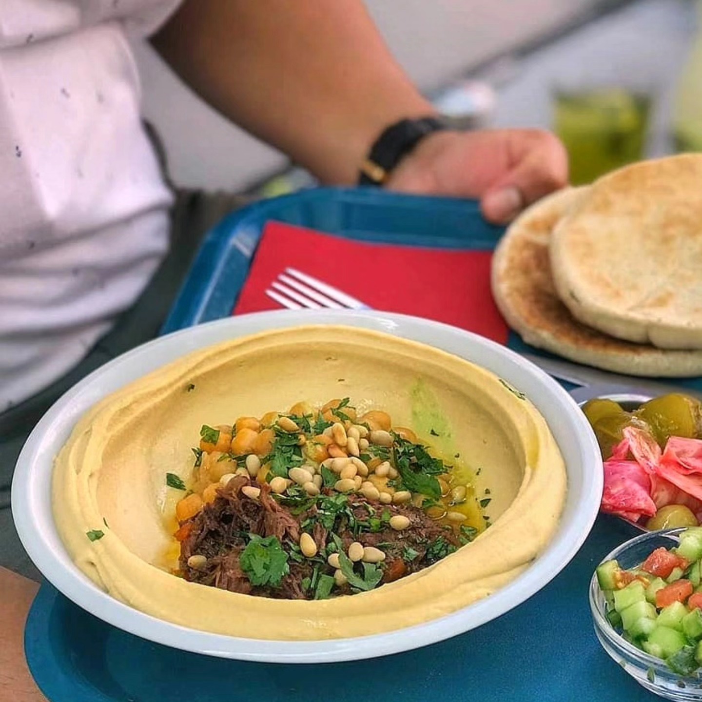 The Carnivora Hummus bowl (slow-cooked beef) is back every Friday & Saturday until we close May 31 🤤❤️