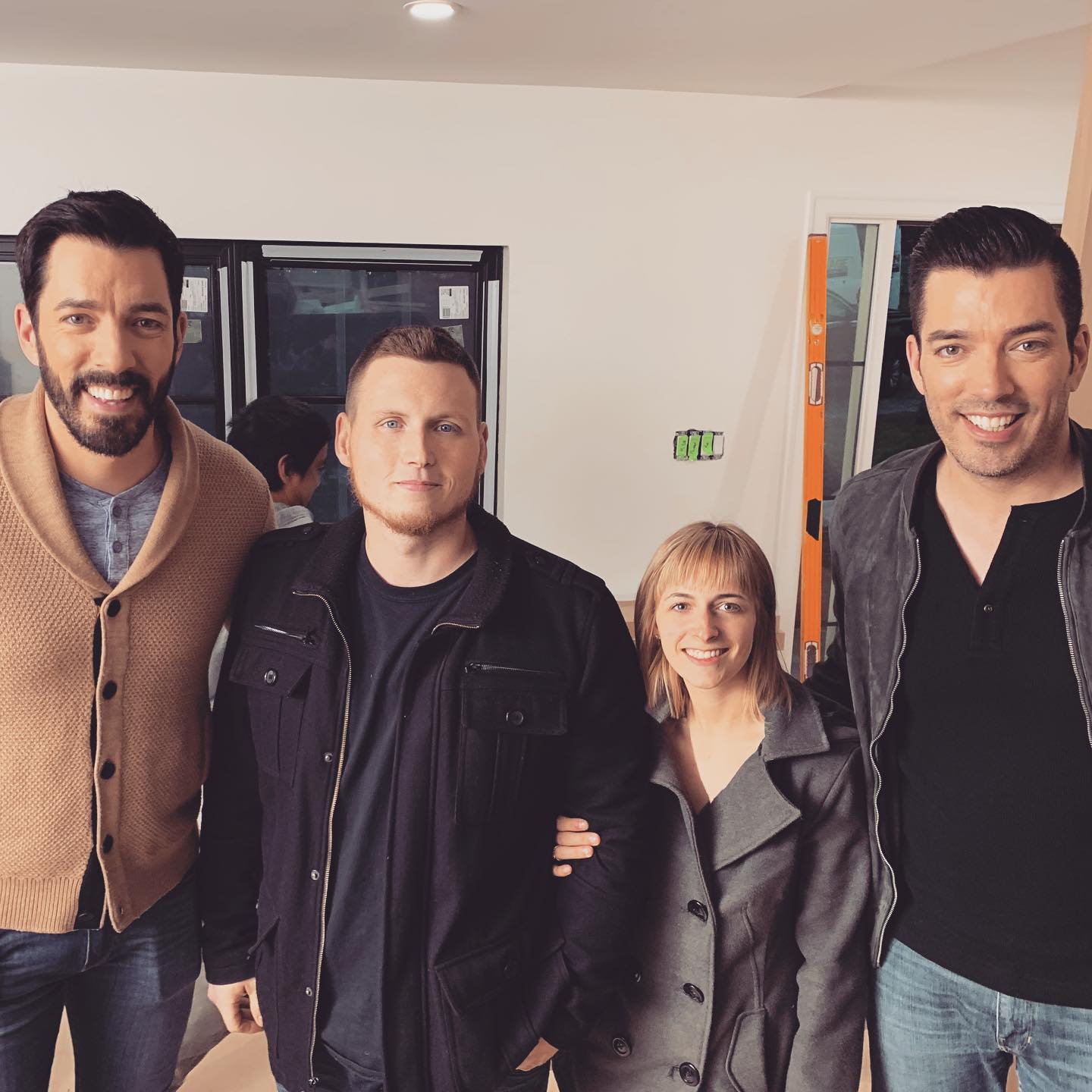 The last few weeks we have been working on a very special project with the Property Brothers from HGTV. 😎
Mitch has been working so hard and this amazing opportunity came knocking on our door, it’s amazing what hard work and persistence can do. 💪
The Property Brothers are very nice and very tall; as you can tell by the photo, Mitch is 6 ft and I’m only 5ft. 😂
Such a cool experience and can’t wait to see where this next path takes us! 🔥