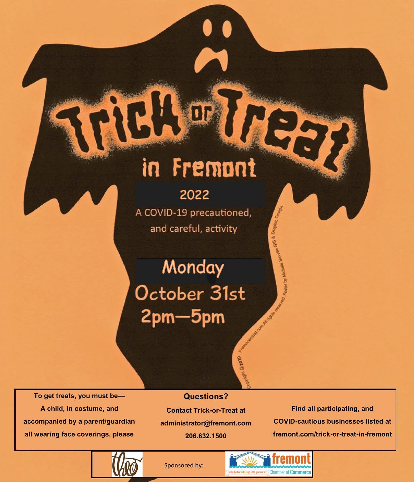 We are participating in Trick or Treat in Fremont! The restaurant is closed Monday 10/31, but the Haunted House is OPEN! Bring all your tiny ghosts and ghouls by from 2-5 👻👻👻