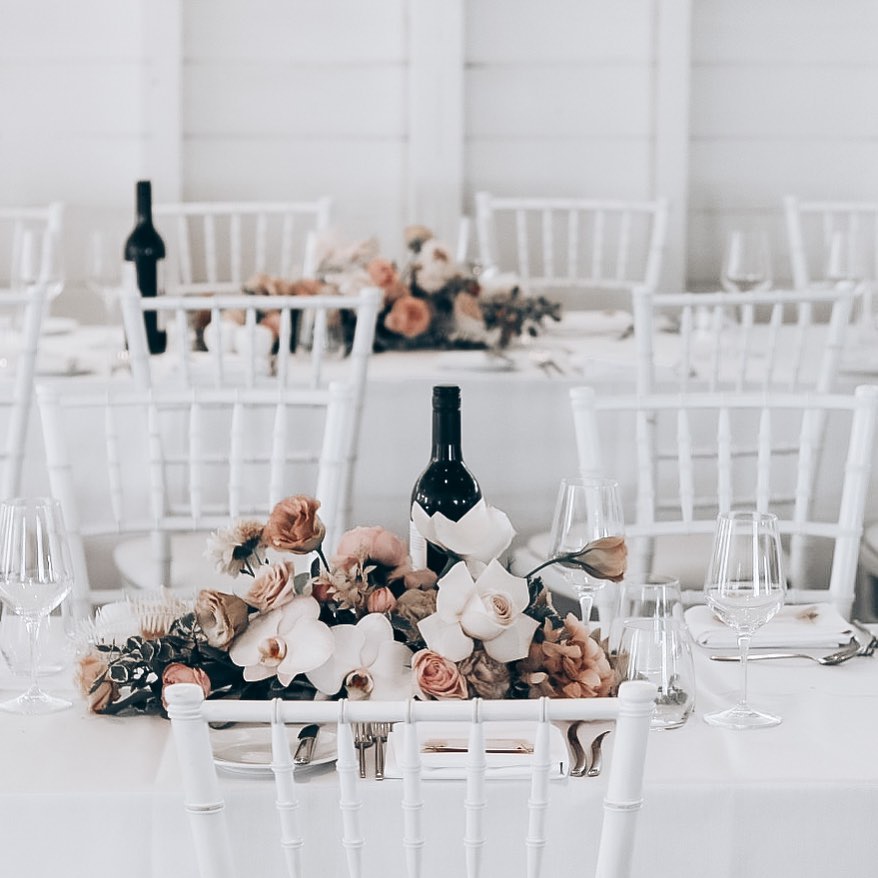Muted tones for Kiara & Patrick’s centrepieces @atholhallvenue