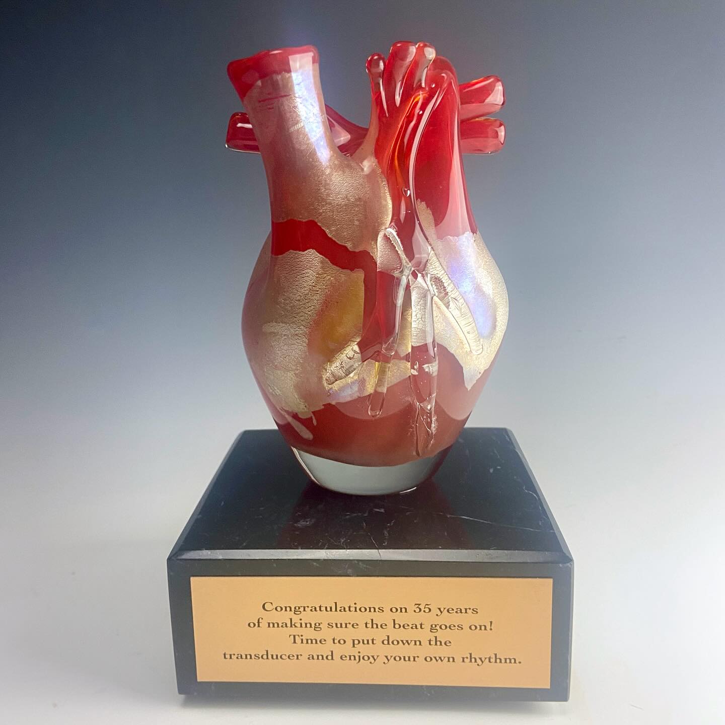 Anatomical glass heart with silver leaf 🫀