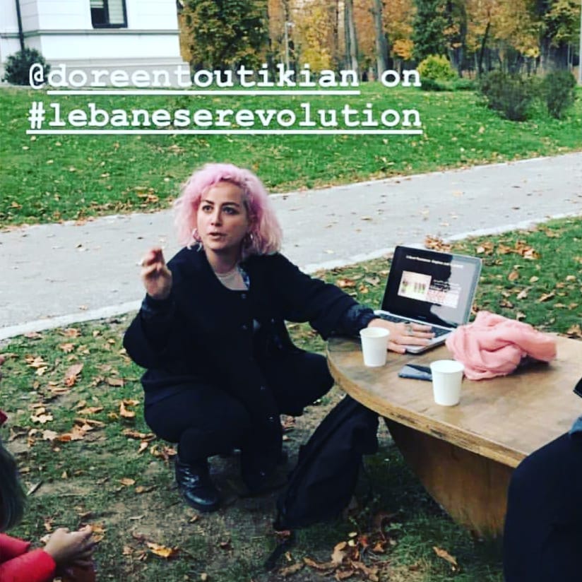 Outdoor session with Reshapers of the #reshapenetwork discussing the #lebaneserevolution