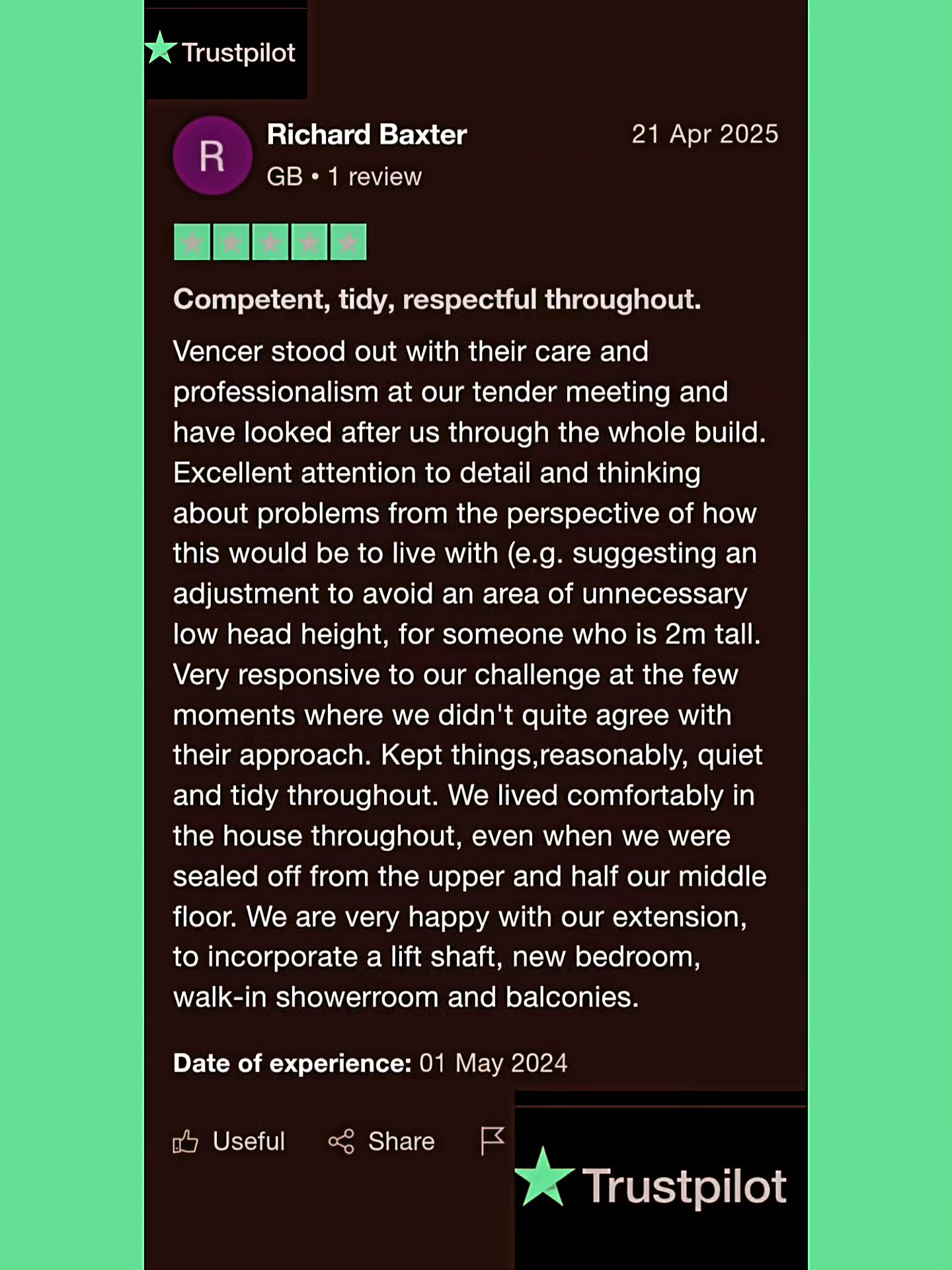 5 Star πππππ Review for Vencer on Trustpilot π₯³
#vencer #vencervision #vencerdesignandbuild #cardiff #valeofglamorgan #penarth #southwales #fmb #federationofmasterbuilders #instabuilder#instabuilding #building #renovation #extensions #dreamhomes #houserenovation #Instahomes #luxuryproperties #luxuryhomes #reliablebuilders #propertydesign #instadaily #trustpilot #trustpilotreviews