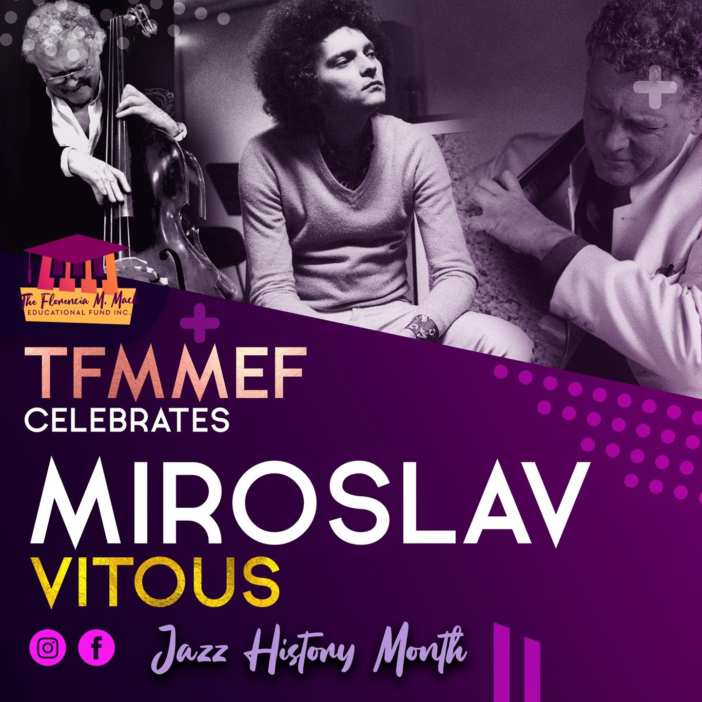 TFMMEF celebrates Miroslav Vitous, Bassist, Guitarist, Composer. "I think that the electric bass, compared to the acoustic bass, is flat-completely flat. It doesn't have the overtone and it doesn't have the freedom. It's like half of the instrument, because on the acoustic bass I can go all the way up near the bridge and play almost soprano range - with a bow I can do that."
#jazzmusicmonth #musiciansmatter #musicsaveslives #musicmajors #clefclubofphiladelphia #kimmelcenter #estherboyerschoolofmusic #curtisschoolofmusic