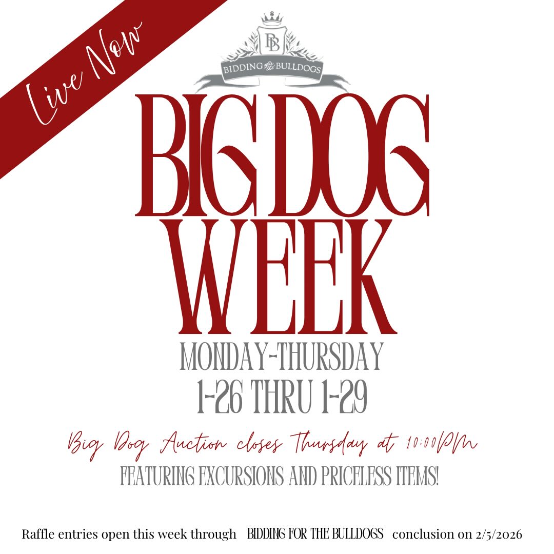 Attention all Bulldogs! 📣 Big Dog Week has officially arrived!
It’s time to get in on the action and place your bids on exciting teacher excursions and exclusive UMS-Wright priceless items. 🐾
Visit umswright.givesmart.com now to start bidding and secure your chance to win amazing experiences like Breakfast with Bully, the Student versus Teacher Dodgeball game and so much more!
Go ahead and make your purchase for your child(ren)’s Out of Uniform ticket, so that he/she can wear UMS-Wright spirit attire on Tuesday, February 3 as the Girls’ & Boy’s Basketball teams prepare to take on Faith Academy. 🏀
And remember, the Big Dog Week portion of our Bidding for the Bulldogs closes on Thursday, January 29 at 10 p.m., so make sure you don’t miss out on the opportunity to grab these priceless items! 🗓️⏰