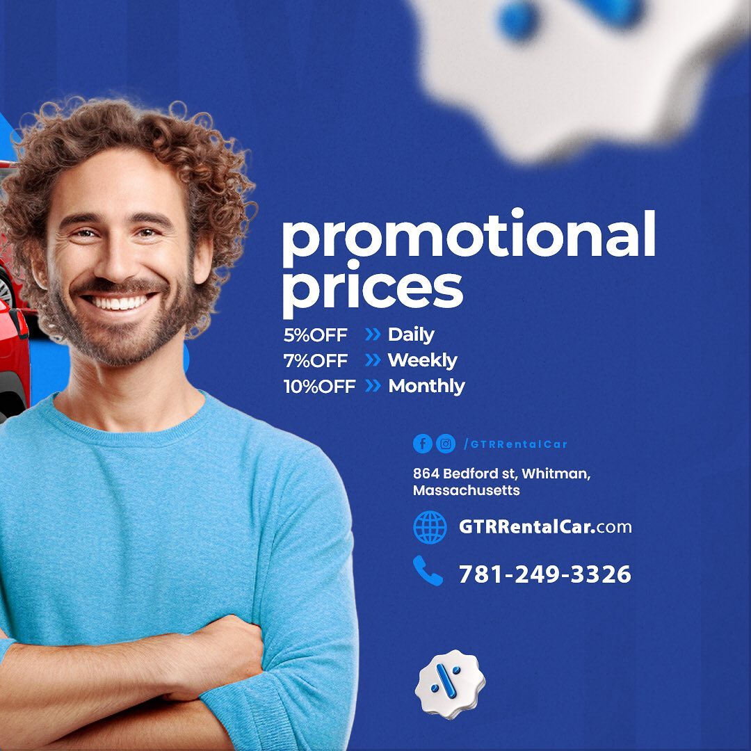 Daily, weekly, or monthly car rentals? We’ve got you covered! 🚗✨ At GTR Rental Car, you choose the plan that fits your schedule and budget. Drive stress-free today! #FlexibleCarRental #DailyRental #WeeklyRental #MonthlyRental #GTRRentalCar #WhitmanMA #CarRentalOptions #AffordableCars #DriveYourWay #BudgetFriendlyRentals #StressFreeDriving #MassachusettsCars #RentWithEase #ReliableRentals #TailoredRentalPlans #CarRentalDeals #ConvenientRentalWhitman #ChooseYourPlan #DriveStressFree #onthemove