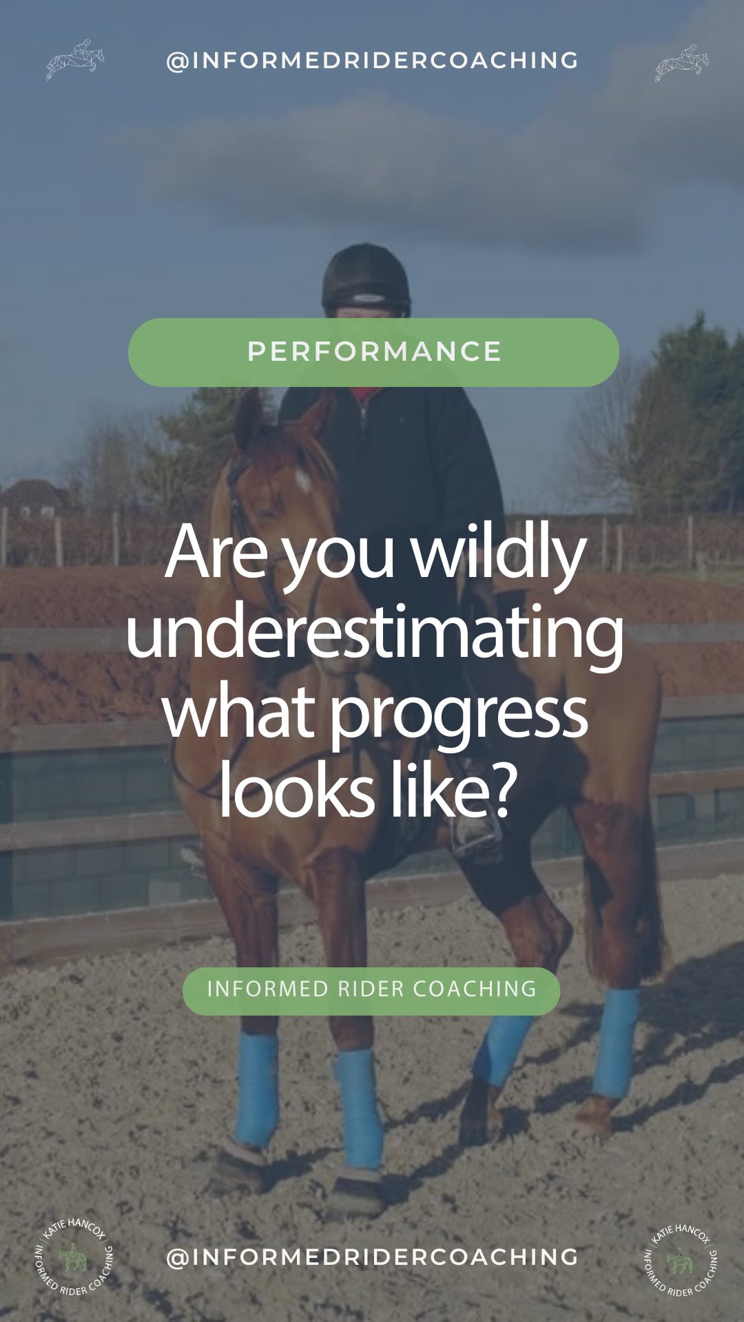 Do you wildly underestimate what progress actually looks like?
Elite athletes train for years.
Riders give themselves weeks… then decide something’s wrong.
If your confidence dips, your horse feels inconsistent, or you’re stuck wondering why nothing is changing — that isn’t failure.
It’s usually a lack of context, not capability.
Real progress in horse sport is built through understanding:
• how horses learn
• how training adapts over time
• how you influence the system
That’s exactly what the Informed Equestrians mentorship supports.
Not quick fixes. Not endless exercises.
But clear thinking, evidence-based education, and ongoing support — so you stop second-guessing and start moving forward with purpose.
And this is where goals matter.
Not as pressure, but as a framework.
Inside the mentorship, I help riders set realistic, long-term goals — and the community helps keep perspective when progress feels slow or messy.
This is long-term work.
And it’s how confident, capable riders are actually made.
If this hit home, you don’t have to do it alone.
If you want a clearer framework for your goals, better perspective when progress feels slow, and support that keeps you moving forward,
The Informed Equestrians mentorship is here for you to help you stay in the process long enough for it to work.
Drop the word ENGAGE below
Katie