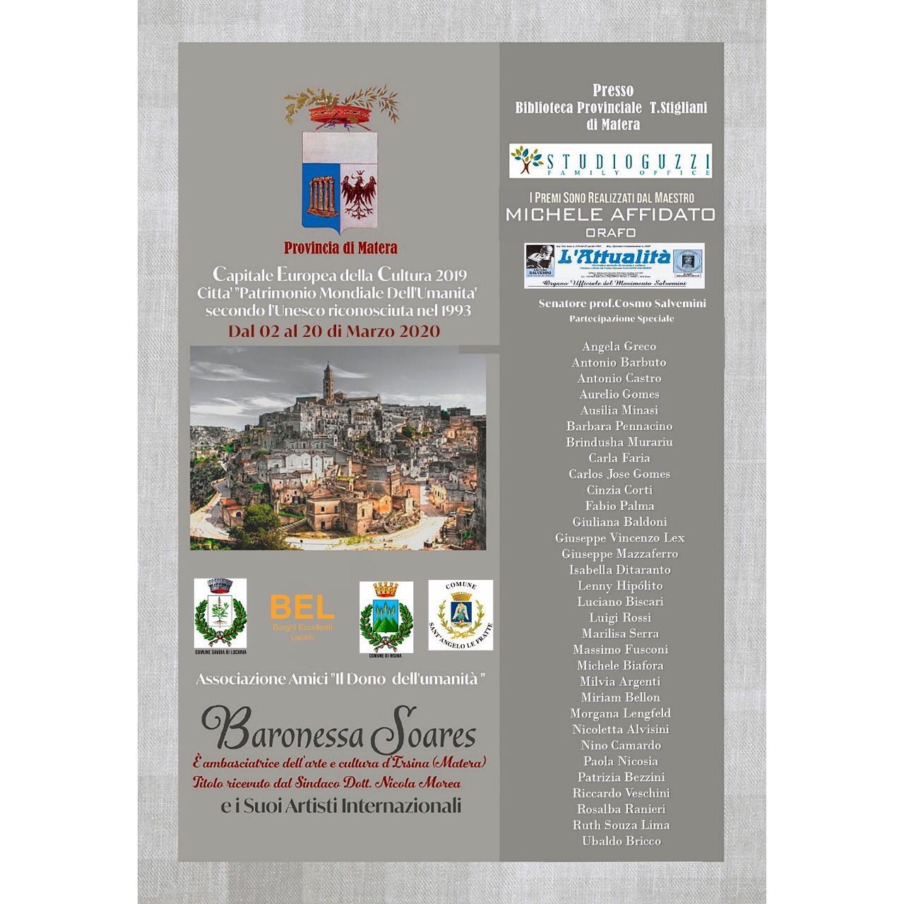 🎨Prossimo evento: dal 02 al 20 Marzo a Matera #ubaldobricco #matera #baronessasoares #mostra #mostradarte #art #traditionalart