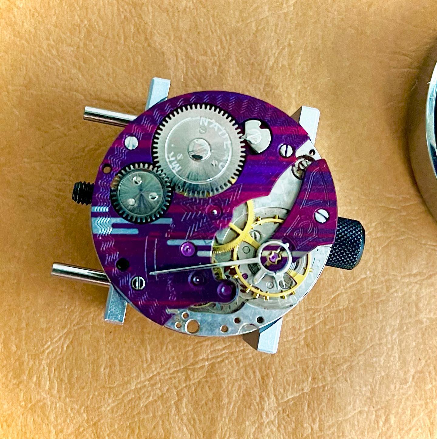 A pop of colour… perfecting our colouring of mechanical movements. You’ll be seeing more of these in our future watch builds. www.nadeauwatches.com.au #watches #custom #mechanicalwatches #automaticwatch #colourful #nadeau