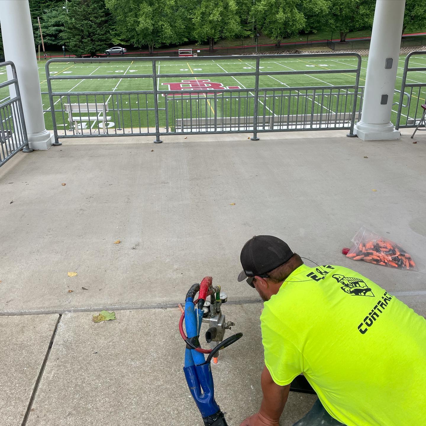 Boys Latin School in Baltimore has a beautiful, well maintained facility. Our crew was back again last week making another round of concrete raising & leveling repairs around the stadium and parking lots.