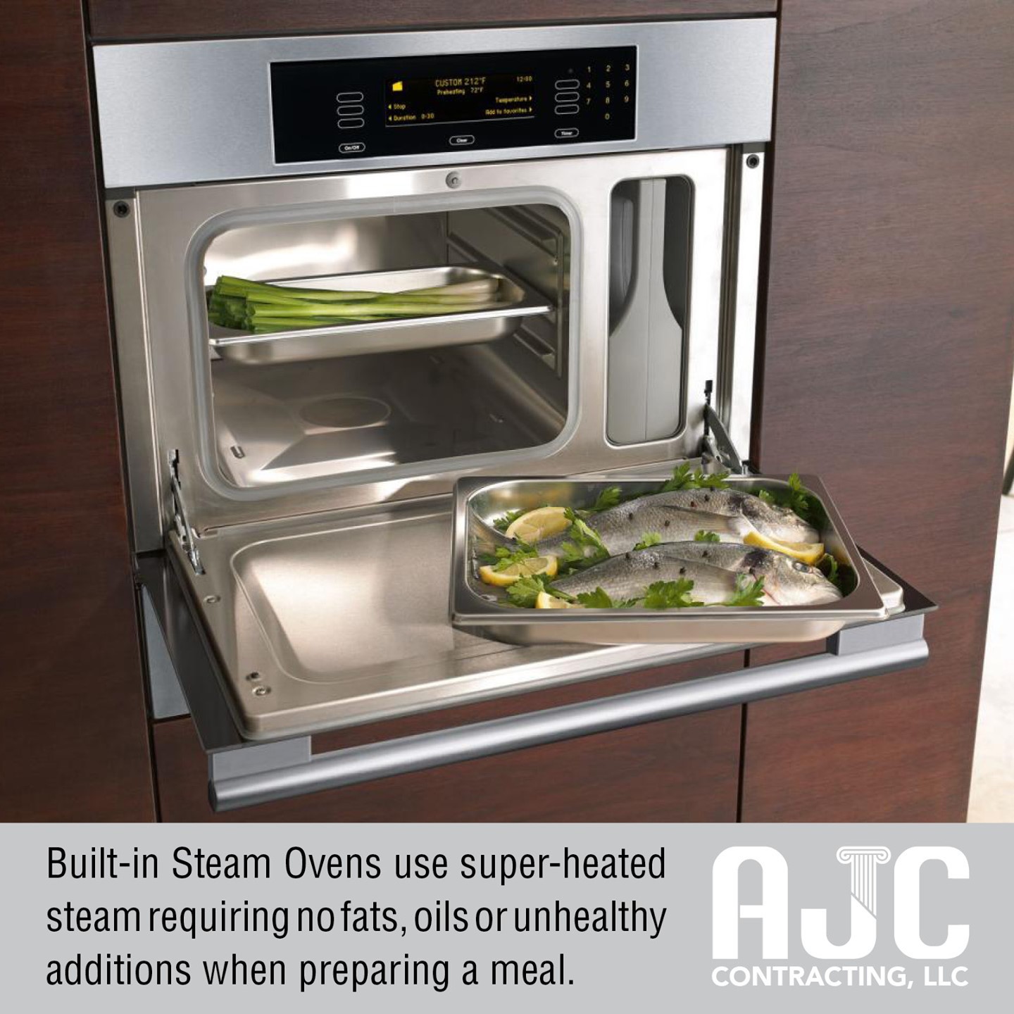 As people try to eat healthier foods, we are seeing more steam ovens being installed in new kitchens. Visit www.AJCcon.com #kitchens #contractor #ridgefieldct #remodel #Ridgefieldcontractor #hometheater #basement