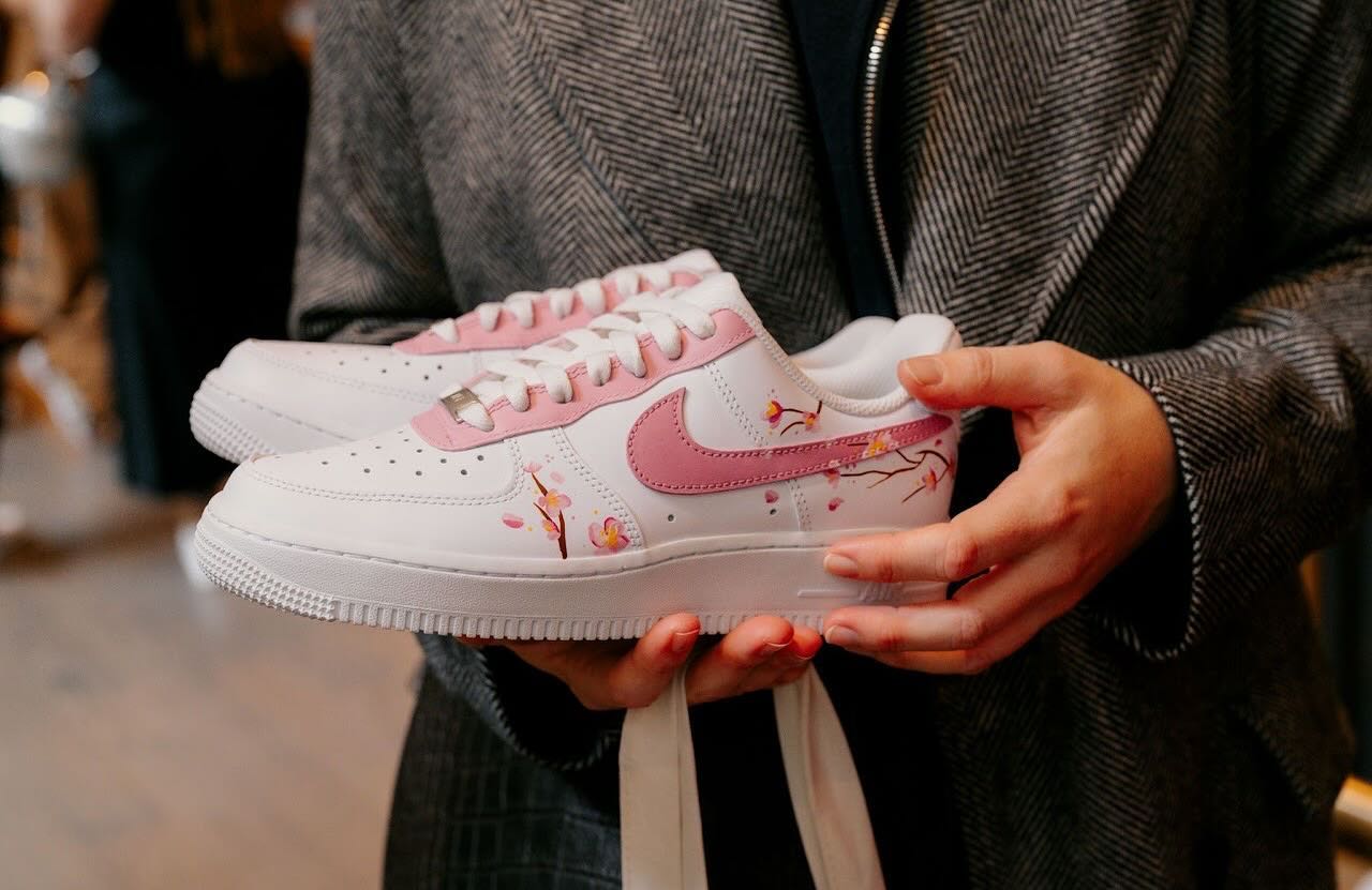 Thank you thank you thank you @indiewalls and the oh-so-talented @sneakerqueenscustoms for the Air Force Ones of our dreams (and for the much needed bellinis that day)! 👟✨