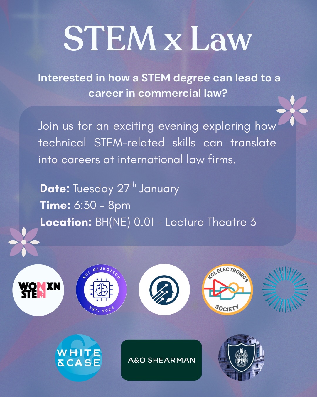 ⚖️🔬 STEM meets Law! Learn how your technical background can shape a future in international commercial law.
📅 Tuesday 27th January
⏰ 6:30–8pm
📍 BH(NE) 0.01 – Lecture Theatre 3
Sign up using the QR code!