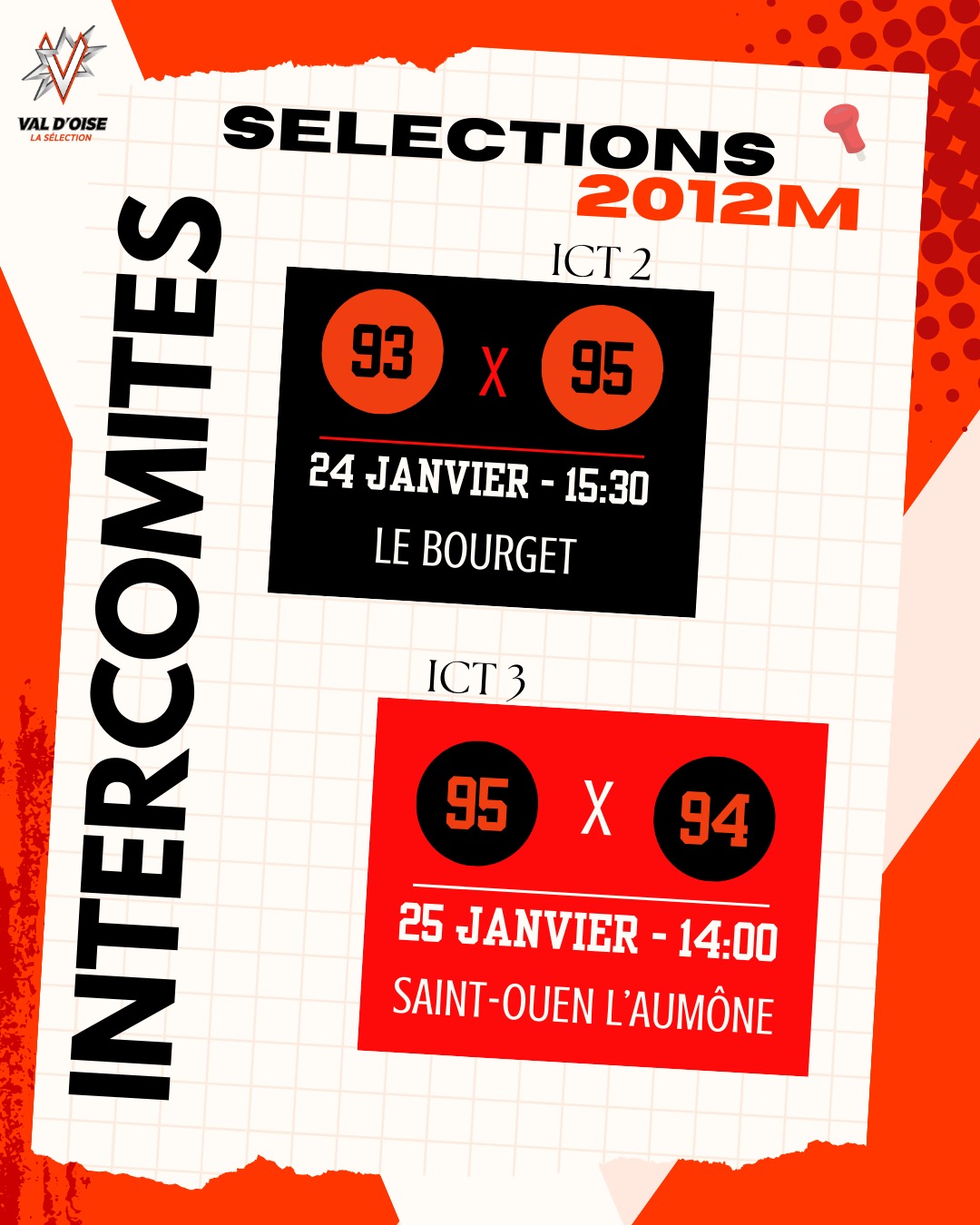 🔜Programme du WE intercomités pour notre génération 2012 masculine 🖤🧡
SÉLECTION 🔥
La liste des joueurs convoqués pour les rencontres, qui se dérouleront le 24 et 25 janvier 2026 🧡🖤
Bon match à tous !
#selection #handball #jeunes #valdoise #2012 #match