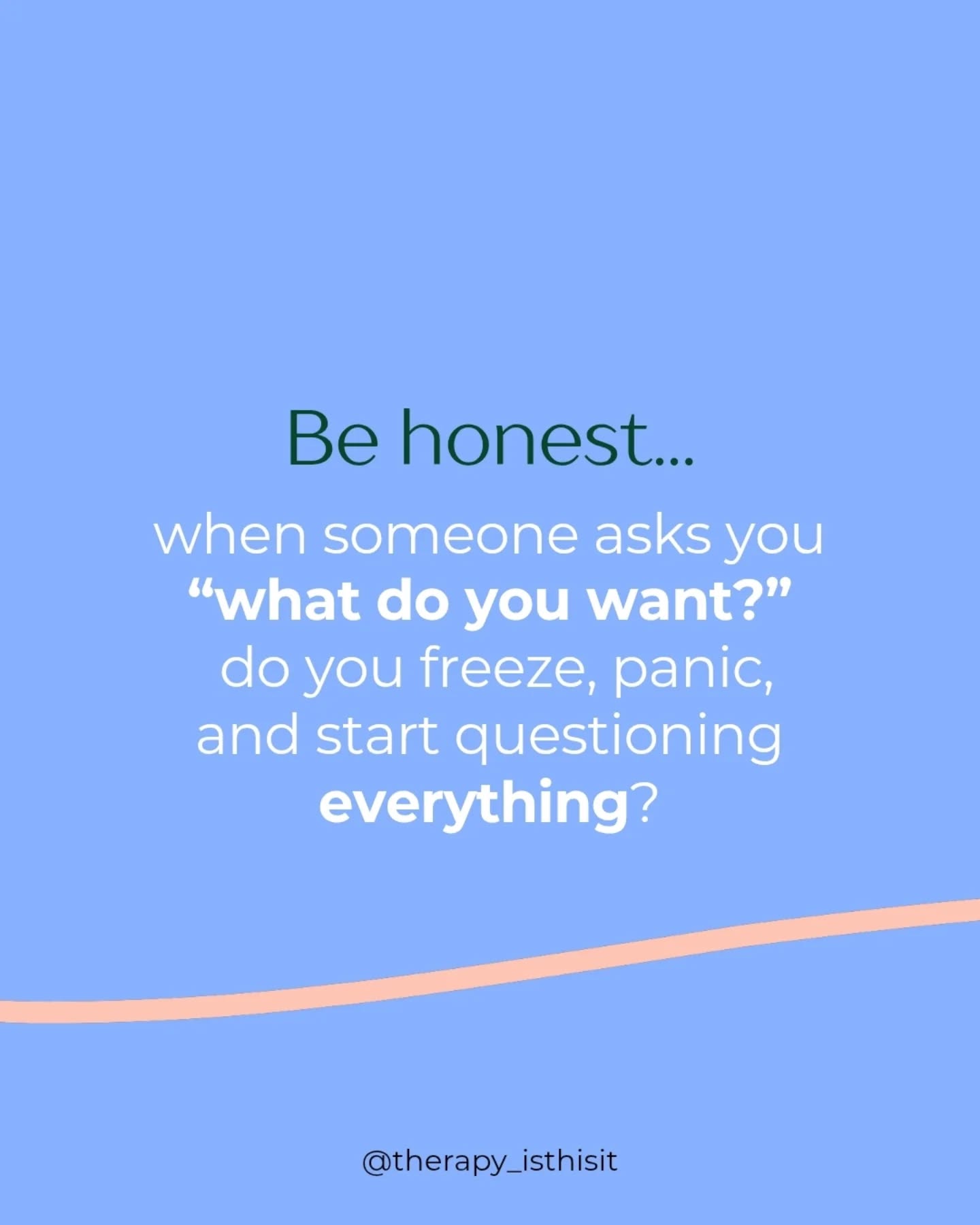 It's the question that has you feeling your most anxious. Spiralling at the weekends, wondering what road to take next.
You call yourself indecisive, but the truth is - you've lost trust in your own inner voice.
Maybe you fear failure, or losing more time in something you aren't 100% sure about. So instead you stay stuck.
Unsure of what to do, and unsure of what you actually want.
But getting back in touch with your wants is possible - it's something I help my clients with all the time inside therapy.
It's a space where we consider what is preventing you from hearing yourself, and build up the confidence and self-trust to make decisions that really mean something.
Decisions like being single, instead of 'getting back out there' - because being single feels right for you right now.
Or booking that one-way ticket to live somewhere warm for 6 months because you've always wanted to learn to surf.
Or even smaller choices like, knowing what exercise routine will actually serve you instead of draining you.
If you've read this far, maybe you're thinking about starting therapy? If the answer is yes - I'd love to support you 🫶
I have space for a couple more clients before I open my waitlist. So, book your free intro call via the link in my bio and let's start building your exciting future filled with confidence and certainty!
Follow @therapy_isthisit
#therapyforwomenwantingmore #therapyforoverthinking
#therapyfordecisionparalysis #knowwhatiwant