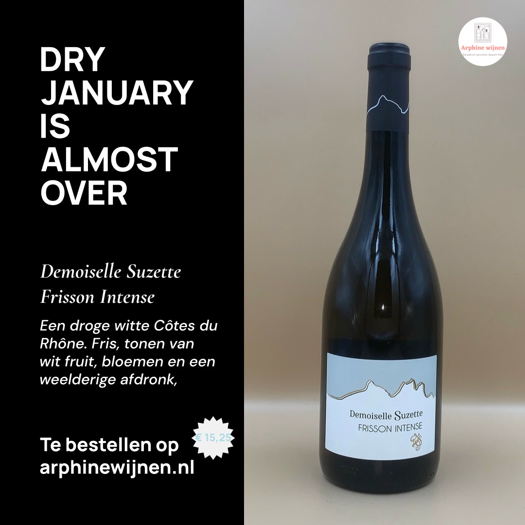 Kom op, nog even volhouden! Dry January is bijna voorbij!
Natuurlijk kan je wel kijken naar wat je op een winterse zondagmiddag op 1 februari zou kunnen drinken bij het haardvuur of bij een lekkere maaltijd.
Deze Frisson Intense sluit daar perfect bij aan! Droog , fris, tonen van wit fruit, bloemen en een weelderige afdronk en dat voor een scherpe prijs.
Zeker de moeite waard en een goed begin van februari 2026! Te bestellen op arphinewijnen.nl.
#cotesdurhone #dryjanaury #wijnliefde #demoisellesuzetten #wittewijn