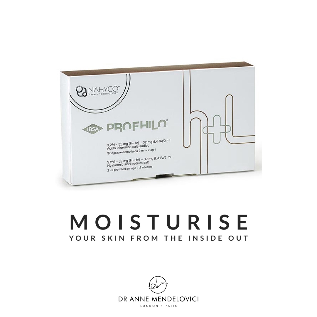 Profhilo is the latest innovative approach to anti-aging treatments acting directly on skin laxity and nourishing the cells.
PROFHILO promotes radiant skin by rejuvenating, stimulating collagen and elastin production and hydrating the skin.
HOW DOES IT WORK? Profhilo works to naturally restore hyaluronic levels causing an immediate tightening of the skin. Added hydration allows patients to easily achieve a healthier glowing skin tone and smoother texture. While traditional dermal fillers also involve injecting hyaluronic acid into the treatment area, Profhilo differs in that it doesn’t give the volume that fillers provide, and it doesn’t change the structure or movement of your face. It is simply about rehydrating the skin and making it appear more radiant.
Treatment available at the clinic.