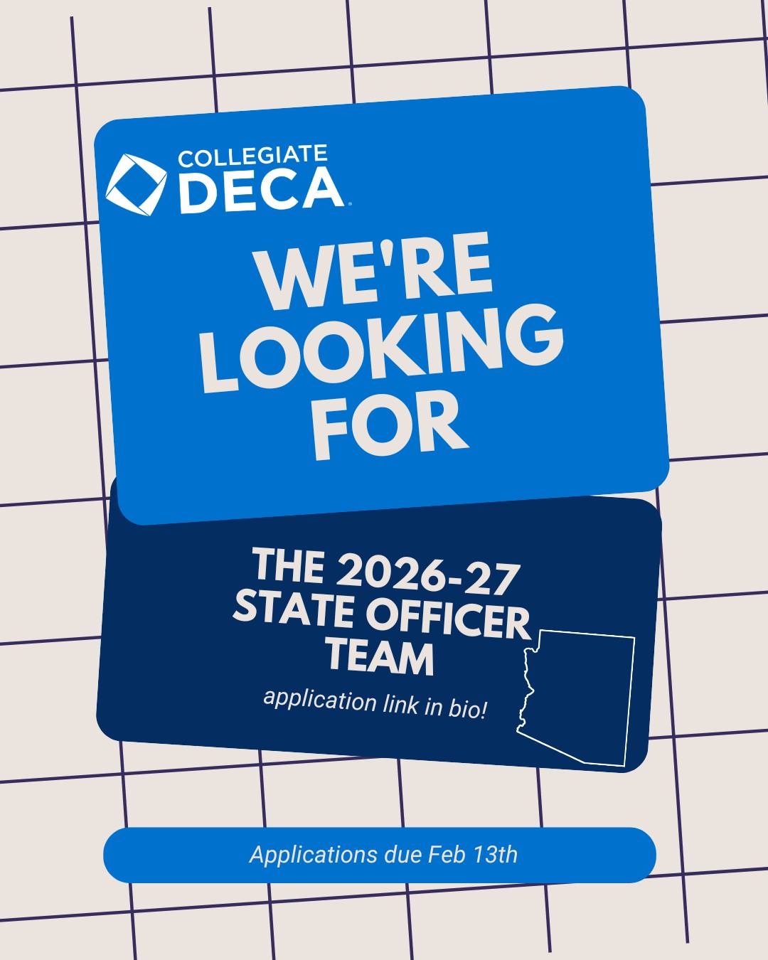 Ready to lead, serve, and represent? Applications for the 2026–27 Collegiate DECA State Officer Team are now OPEN!
Apply by Feb 13 — link in bio