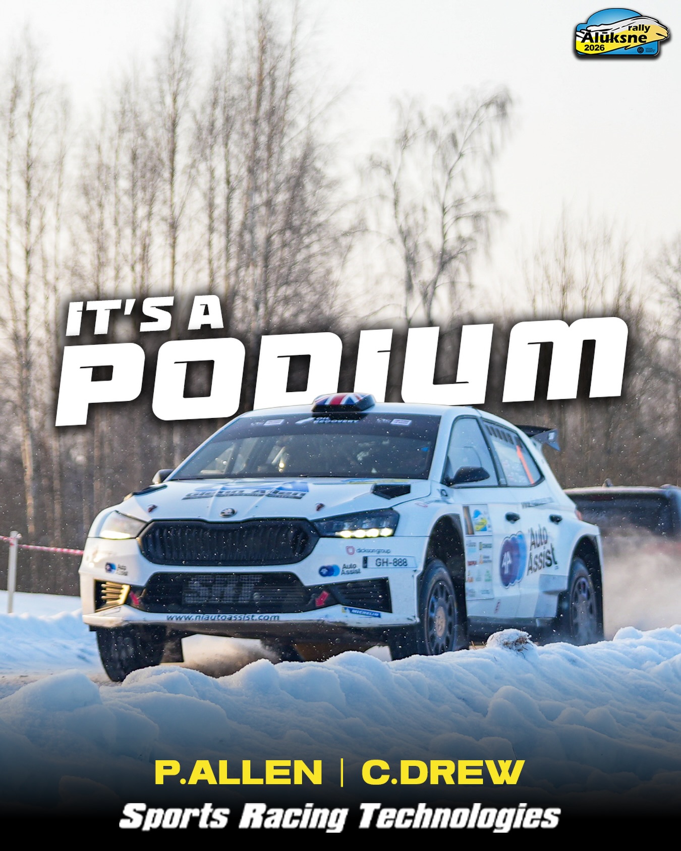 Itโs a PODIUM for Philip and Craig!! ๐ฅณ
Philip Allen and Craig Drew will fly back home with trophies from @rally_aluksne as the British duo secures 3rd position in Philipโs first-ever winter rally!
#SRT #SportsRacingTechnologies #SuspensionLaboratory #PhilipAllen #RallyAluksne ๐ธ Dmitrijs Nicipors